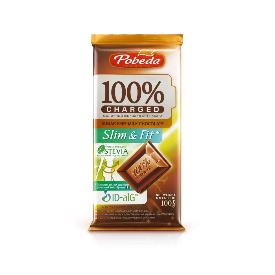 Шоколад Charged молочный без сахара Slim & Fit Slim&Fit 100 gr image