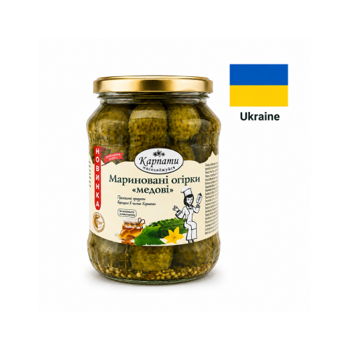 Маринованные огурцы с мёдом, 680 г