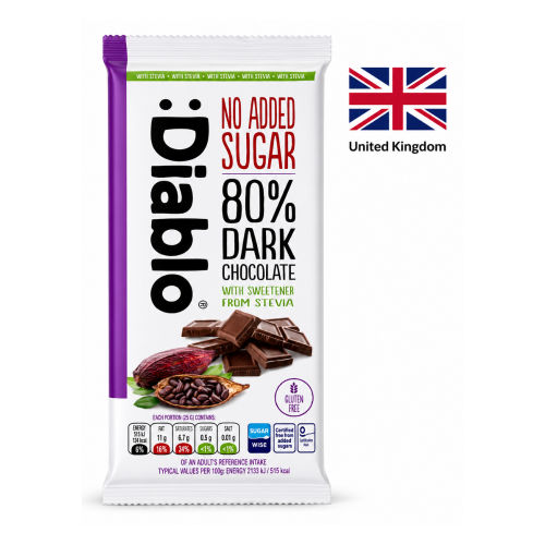 Ciocolata Dark 80% Fara Zahar DIABLO 75g