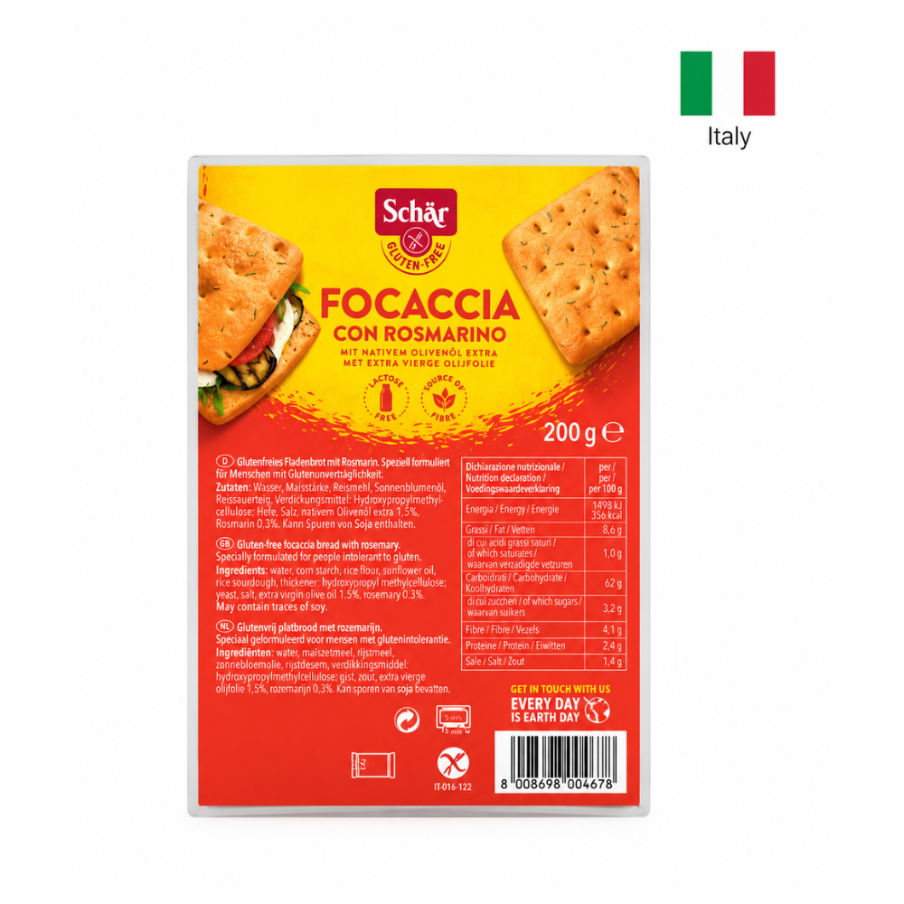 FOCACCIA cu rosmarin Gluten Free Dr. Schar, 200 gr.