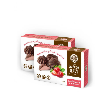 Zefir traditional in ciocolata "Belevsky product", cu gust de capsuna, 200 gr