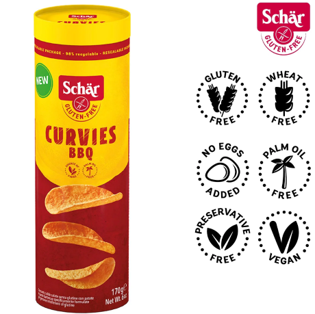 Cipsuri Gluten Free Dr. Schar Curvies BBQ, 170 gr.