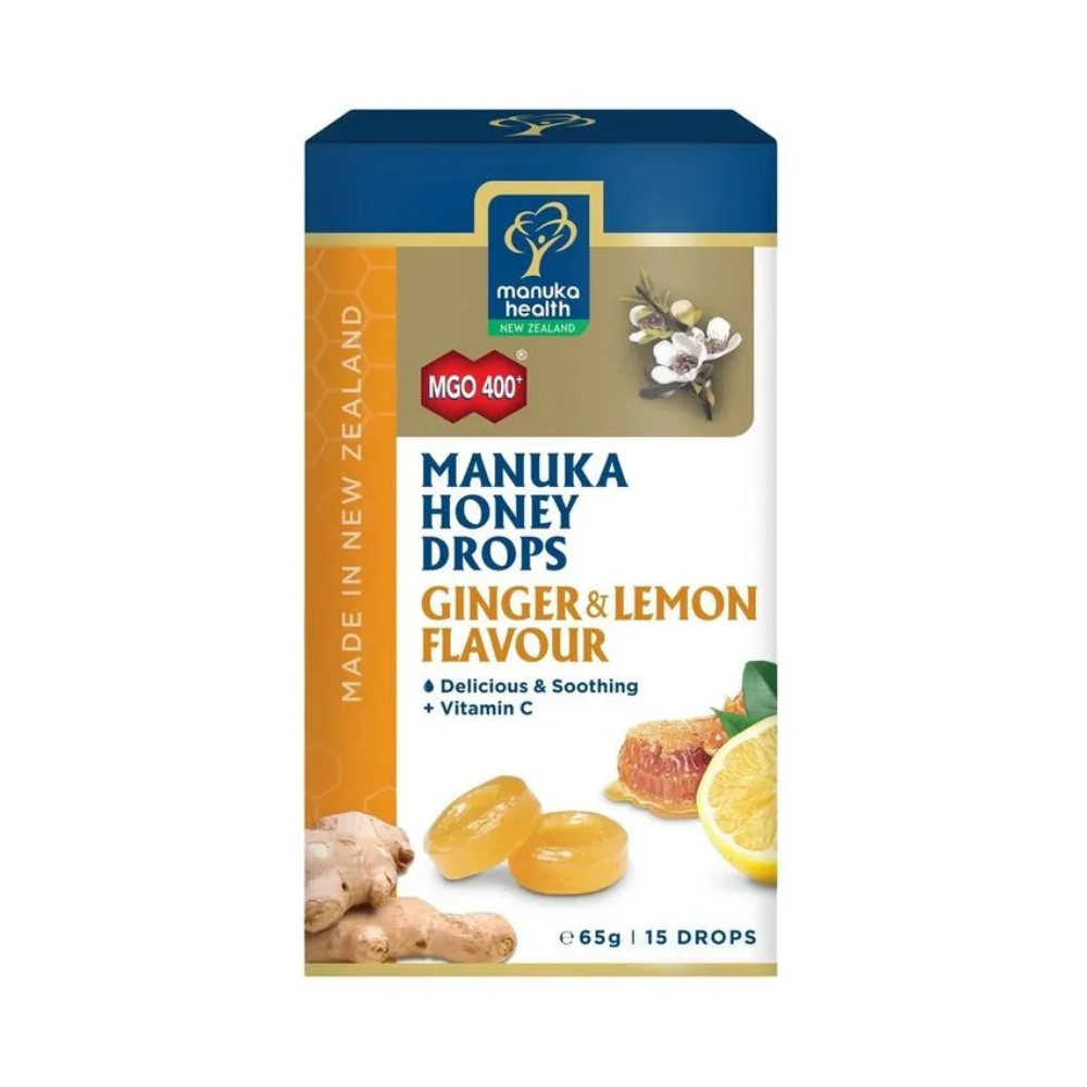 Drops din miere Manuka MGO 400+ (65g) (ghimbir si lamaie)