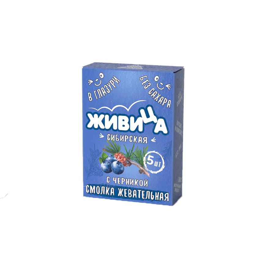 Rasina de mestecat "Jivitza Sibirskaia" glazurata fara zahar cu afine 0,8 g