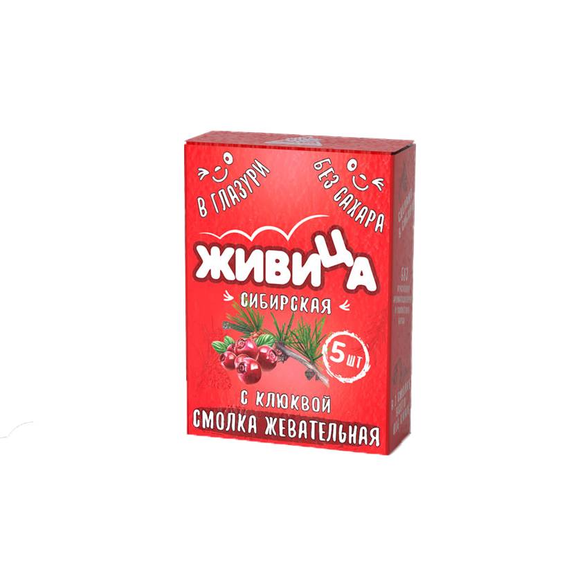 Rasina de mestecat "Jivitza Sibirskaia" glazurata fara zahar cu merisor 0,8 г