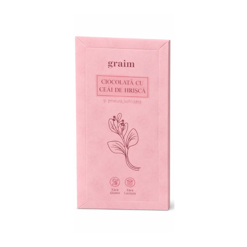 Ciocolata Graim cu ceai de hrisca si zmeura liioilizata,30g