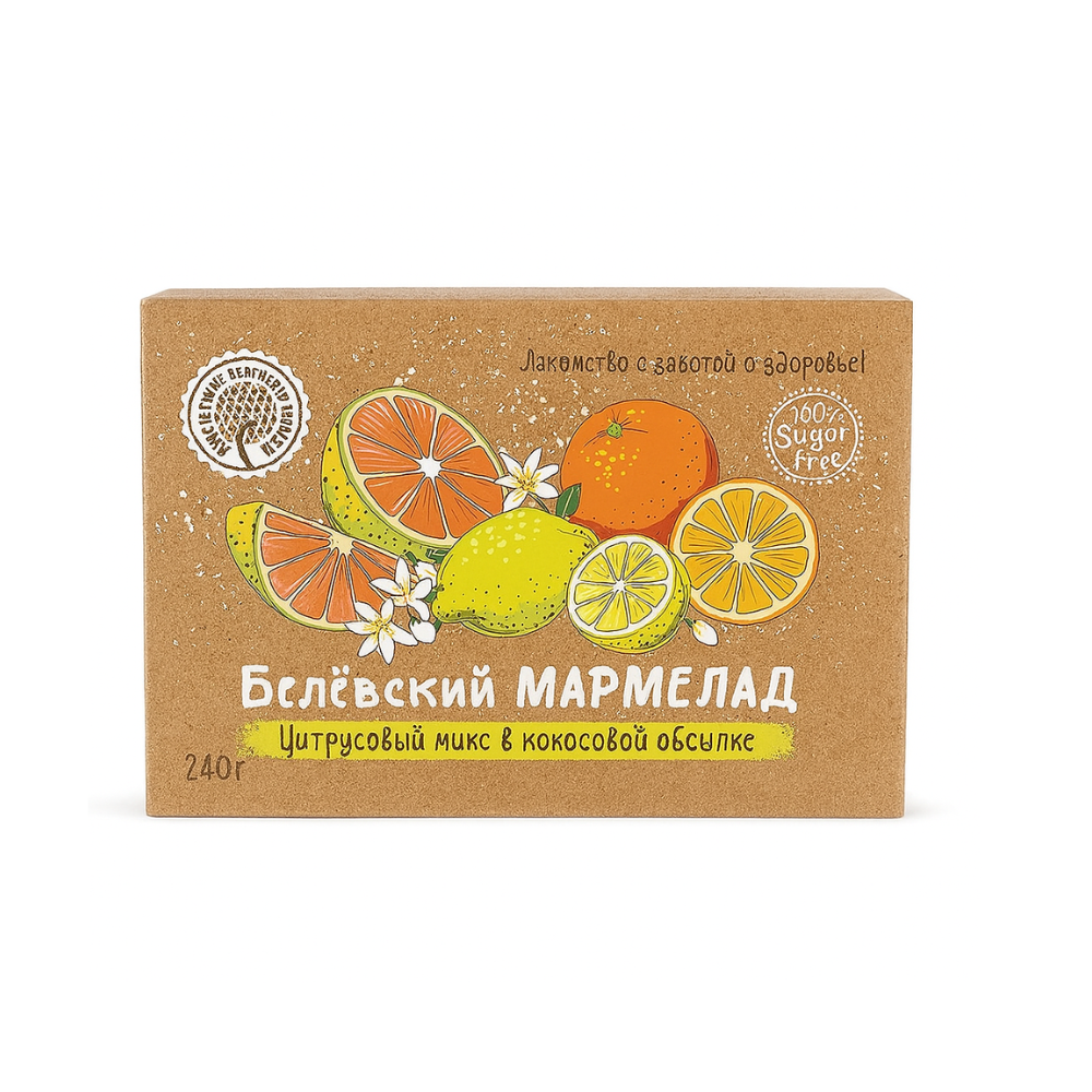 Мармелад Belevsky Product  в кокосовой обсыпке без сахара Цитрус 240г