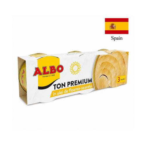 TON PREMIUM YELLOWFIN IN ULEI VEGETAL ALBO 3*80g
