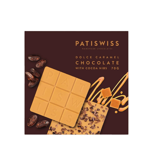 Ciocolata alba cu caramela ?i boabe de cacao