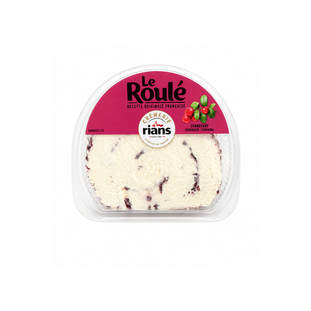 Cascaval ROULE CRANBERRY TRANCHE RIANS COQUE 125g  (21917)