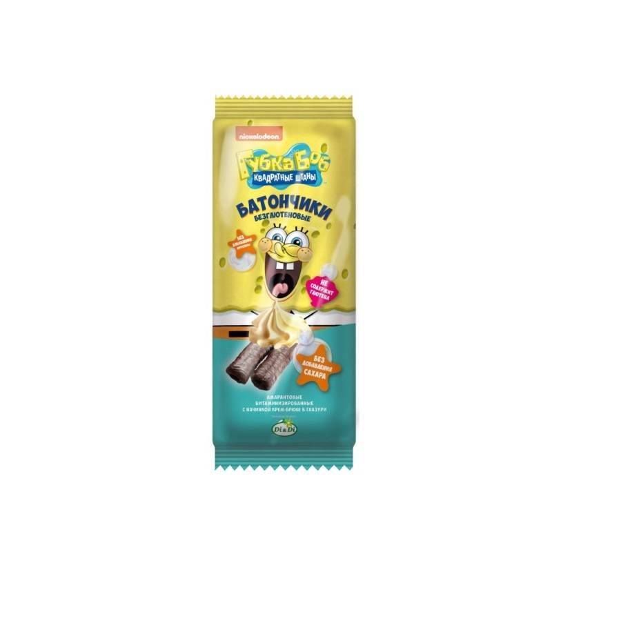 Batonasi f/gluten din faina de amarant cu umplutura crem-brule glazurate Sponge Bob, 20g image