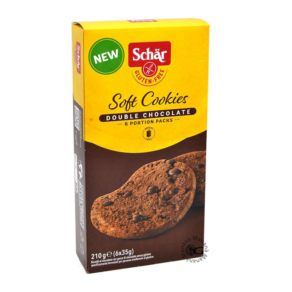 Biscuiti Gluten Free Dr. Schar Soft Cookies Double Chocolate, 210 gr.