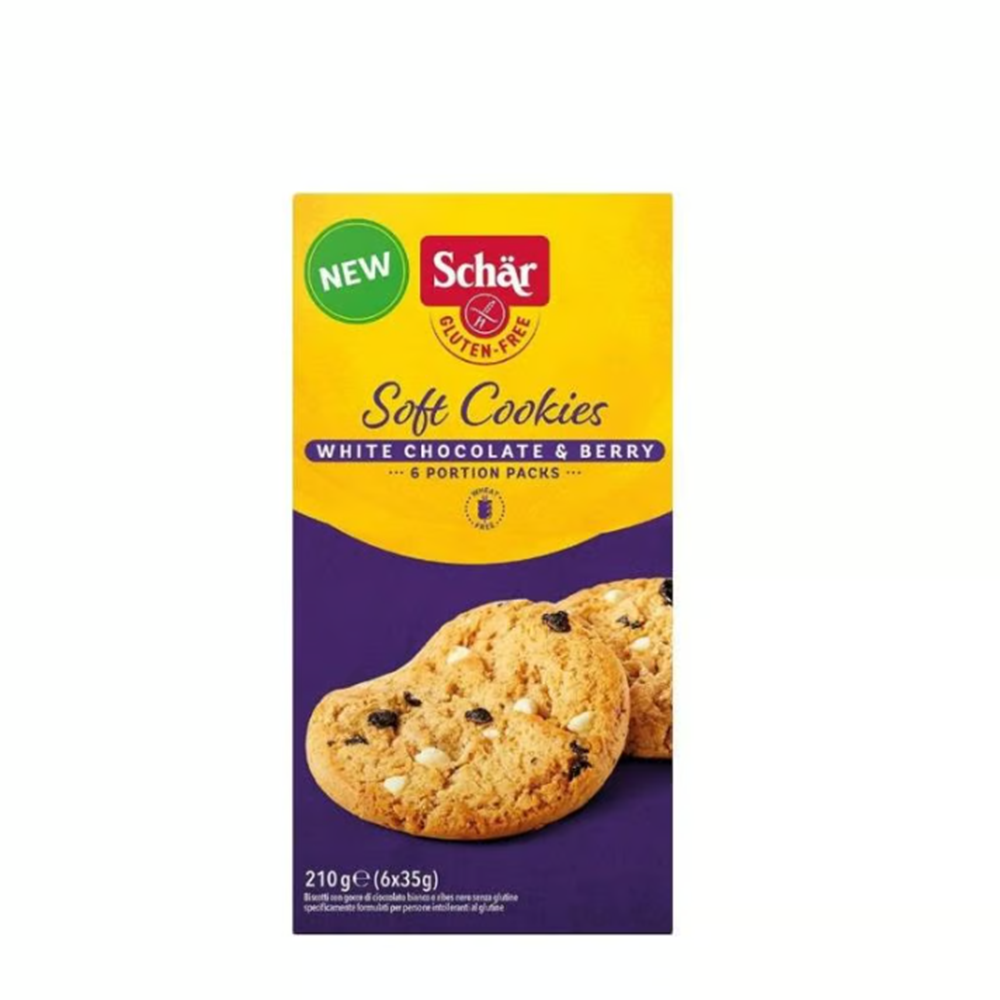 Biscuiti Gluten Free Dr. Schar Soft Cookies White Chocolate, 210 gr.
