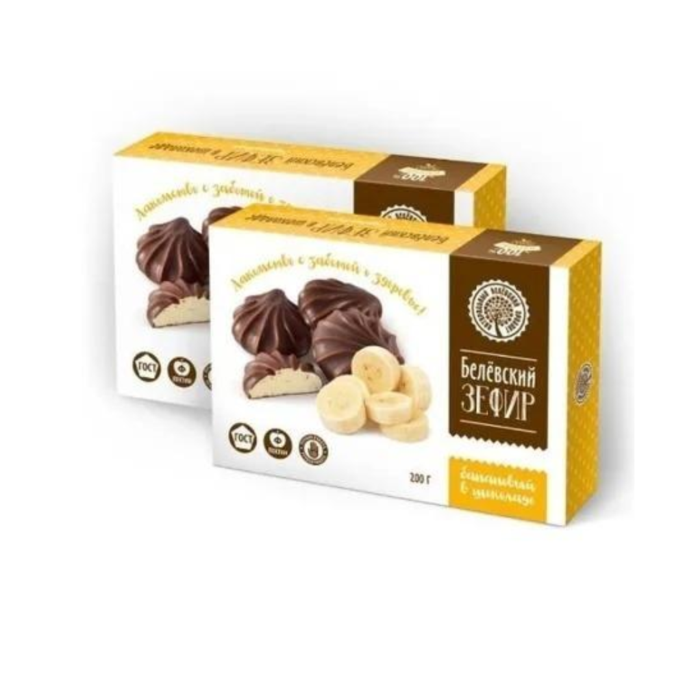 Zefir traditional in ciocolata "Belevsky product", cu gust de banana, 200 gr