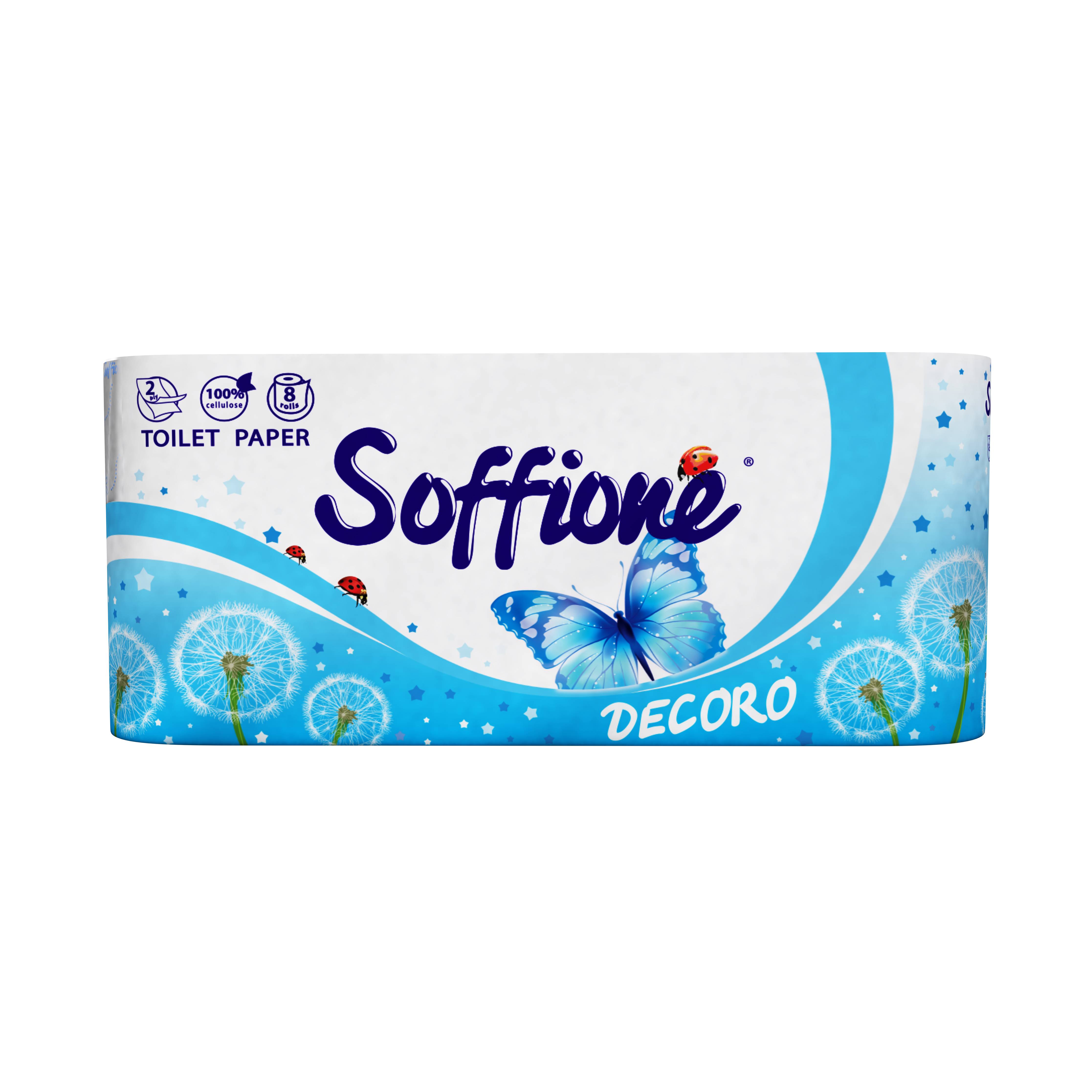 Бумага туалетная  Soffione Decoro 8 шт. Бело / Синяя 2 сл image