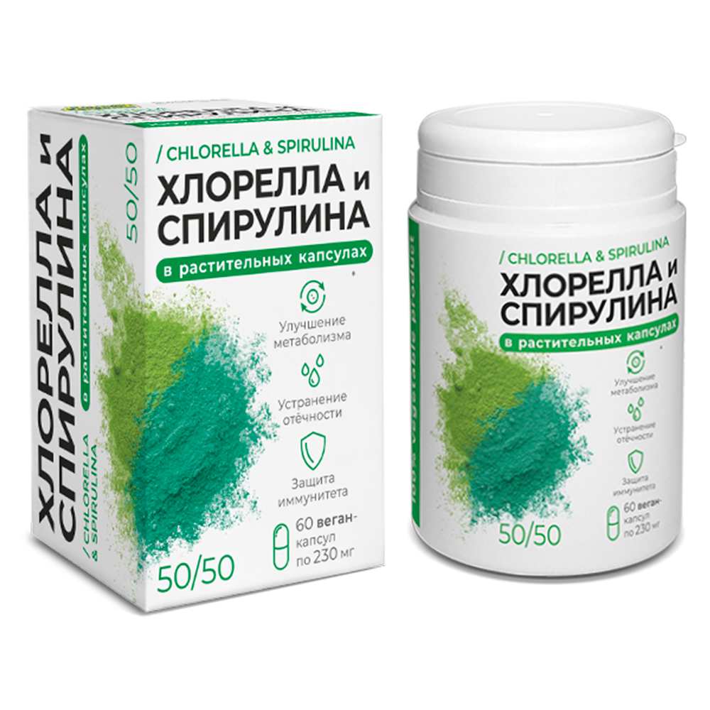 Spirulina si chlorella in capsule Kompas Zdorovia  60 capsule image