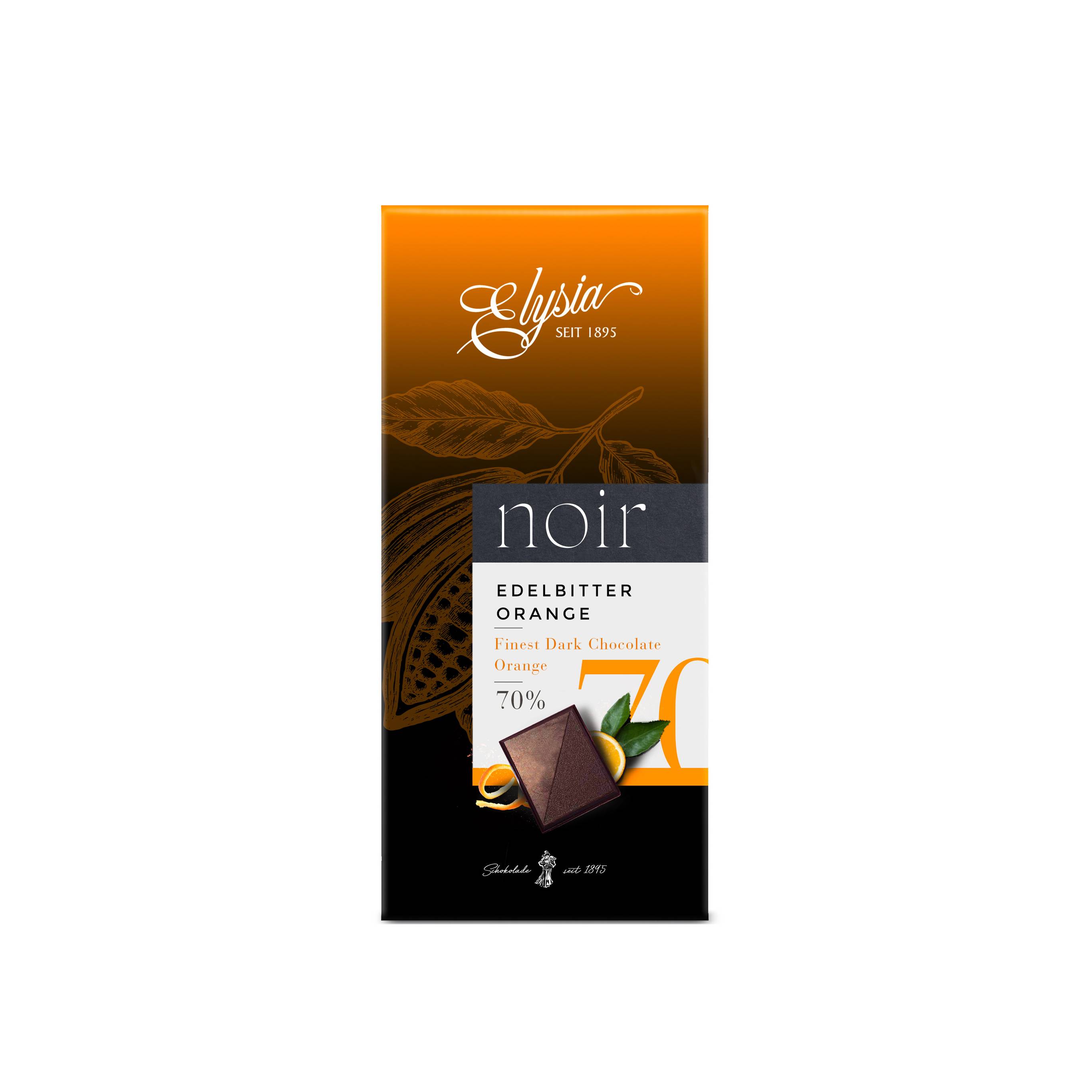 Ciocolata Elysia Noir cu Orange 75% 100g