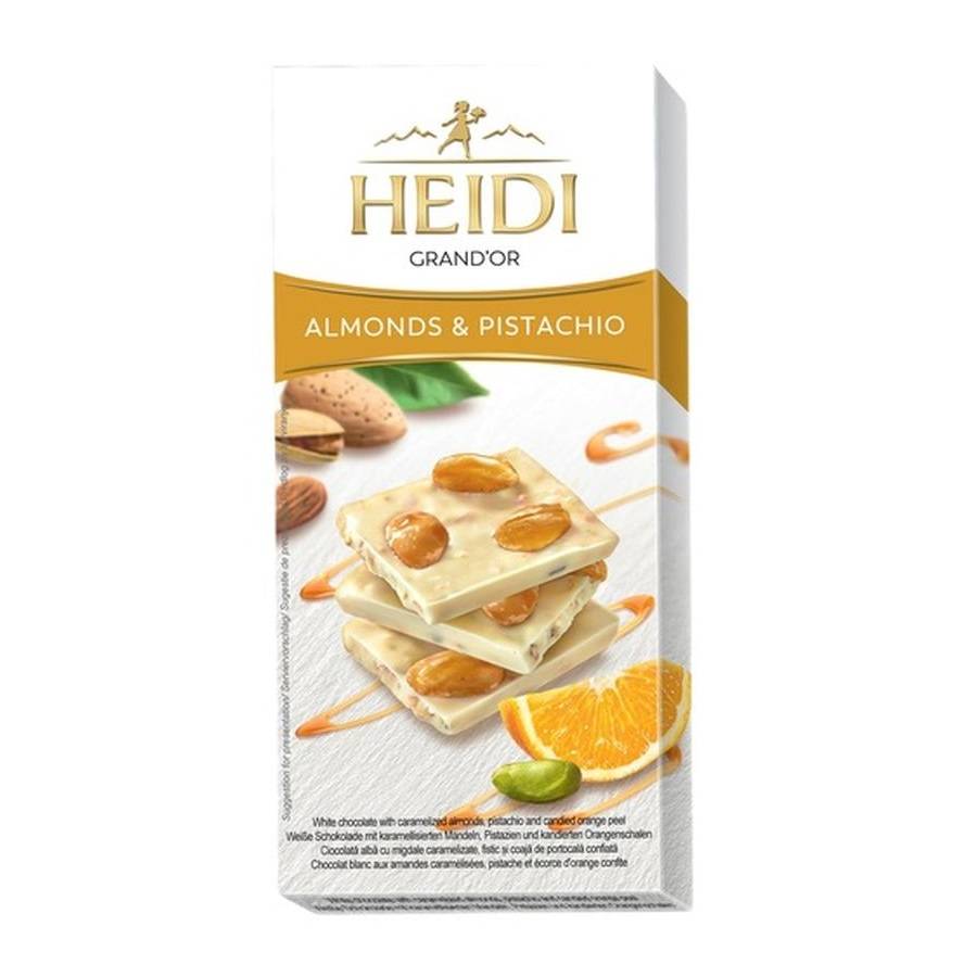 Шоколад GRANDOR White Almonds & Pistachios Heidi 100гр image