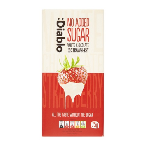 Ciocolata alba cu capsuna Fara Zahar DIABLO 75g