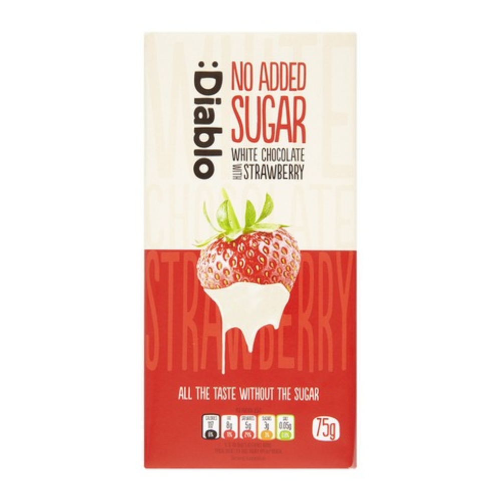 Ciocolata alba cu capsuna Fara Zahar DIABLO 75g