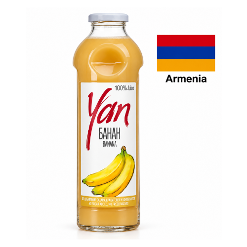 Банановый сок YAN, без добавления сахара, 0,93 л
