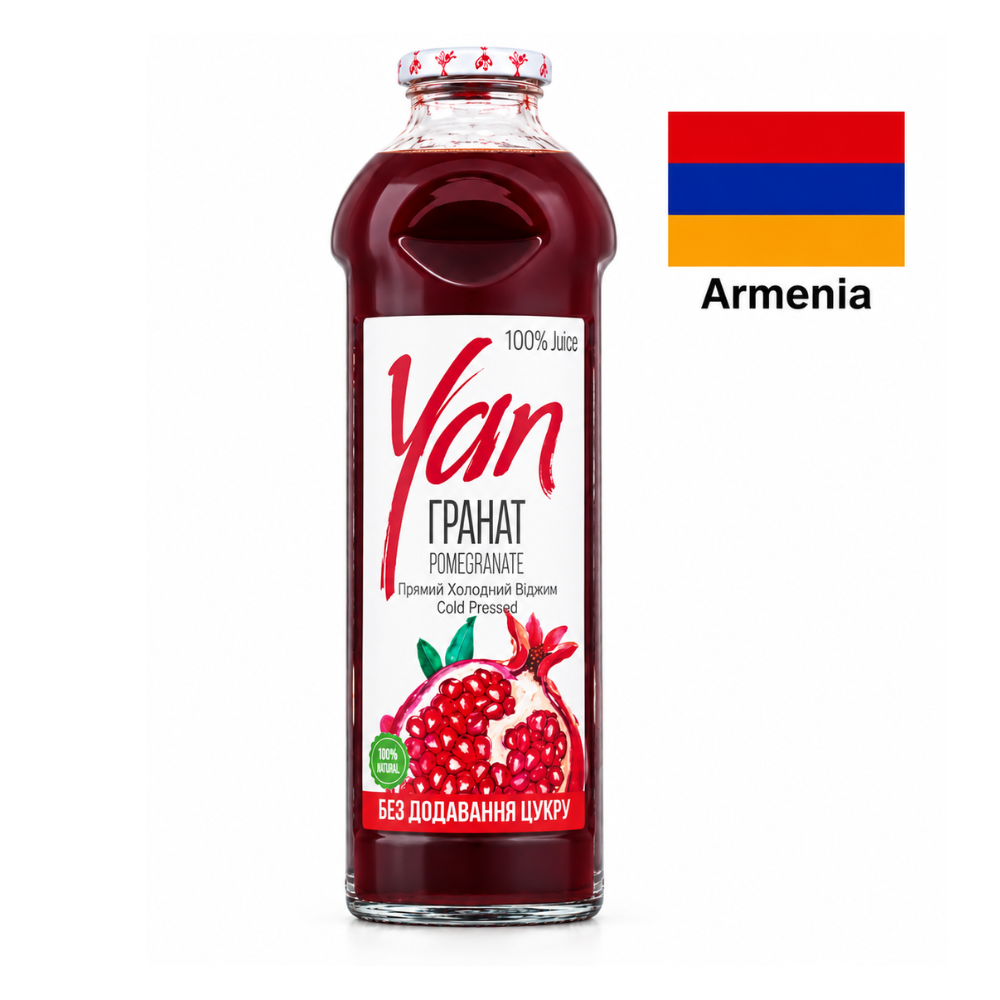 Гранатовый сок YAN 100%, холодного отжима (без сахара)